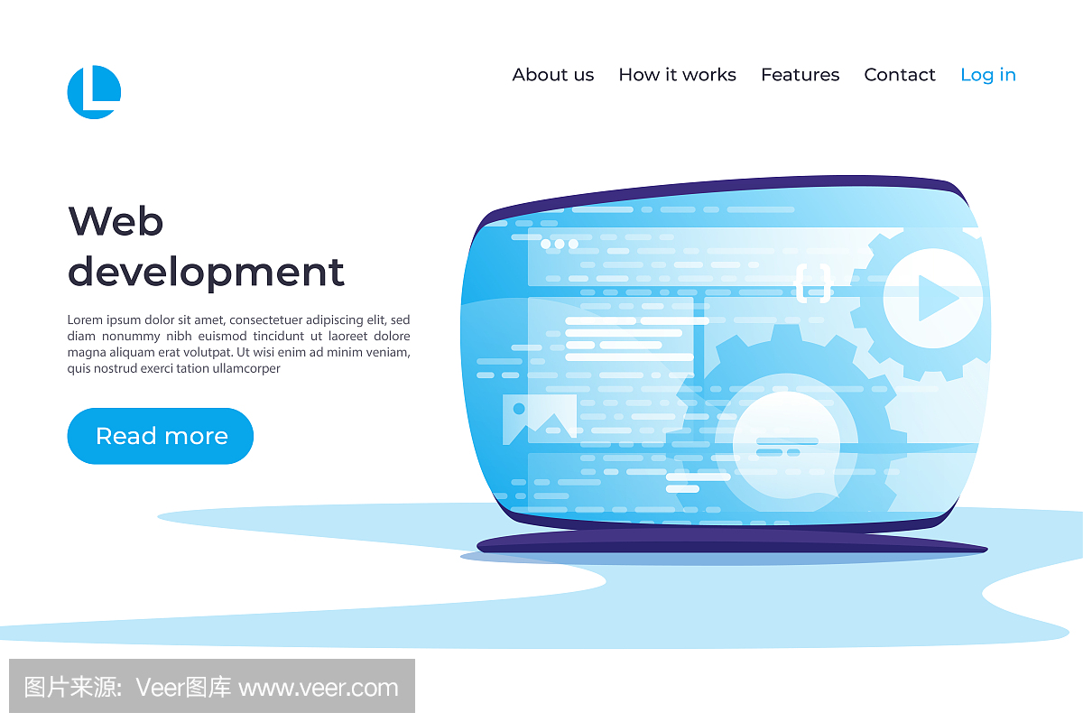 Web開發(fā)矢量概念。著陸頁(yè)模板。